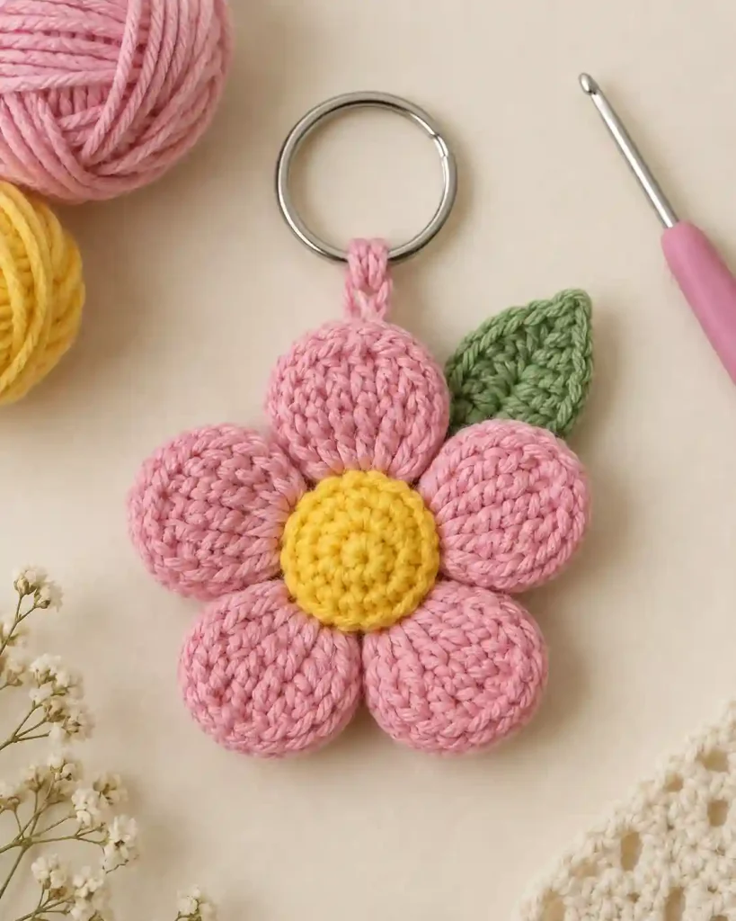 Crochet Flower Keychain Pattern