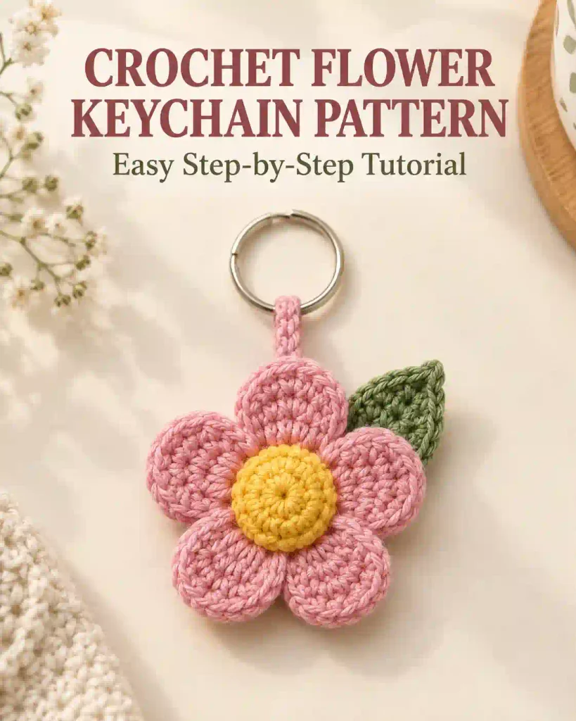 Crochet Flower Keychain Pattern at a Glance