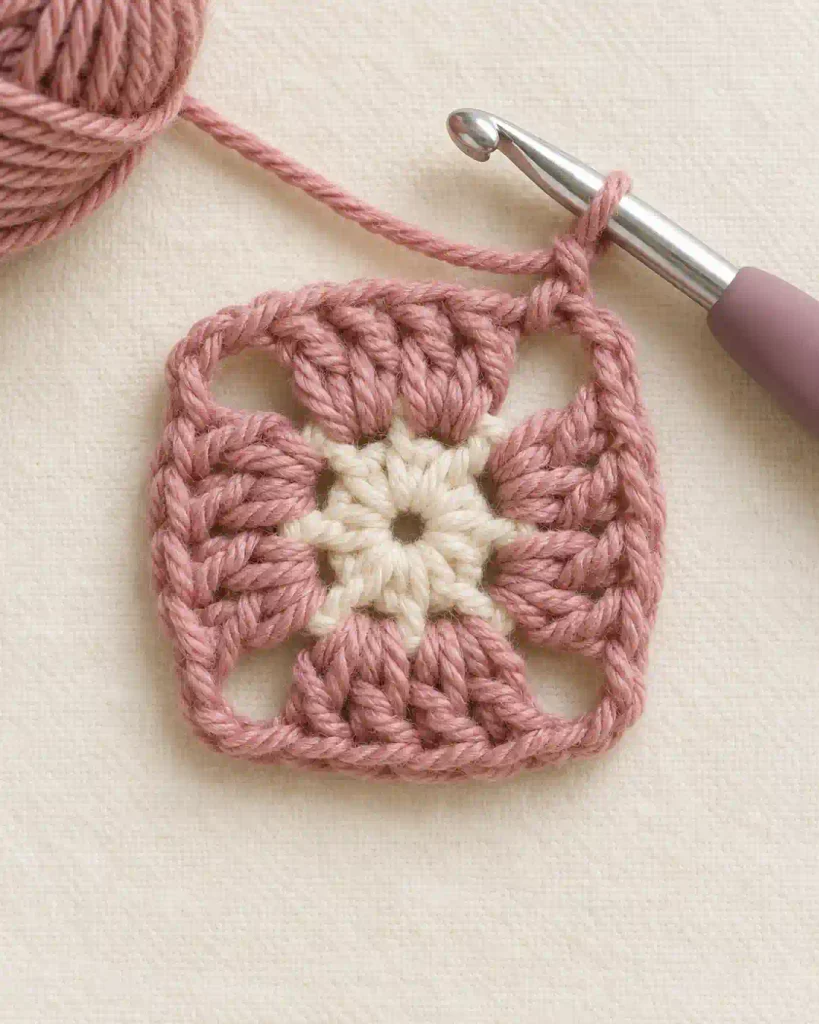 How to Crochet the Granny Square Center