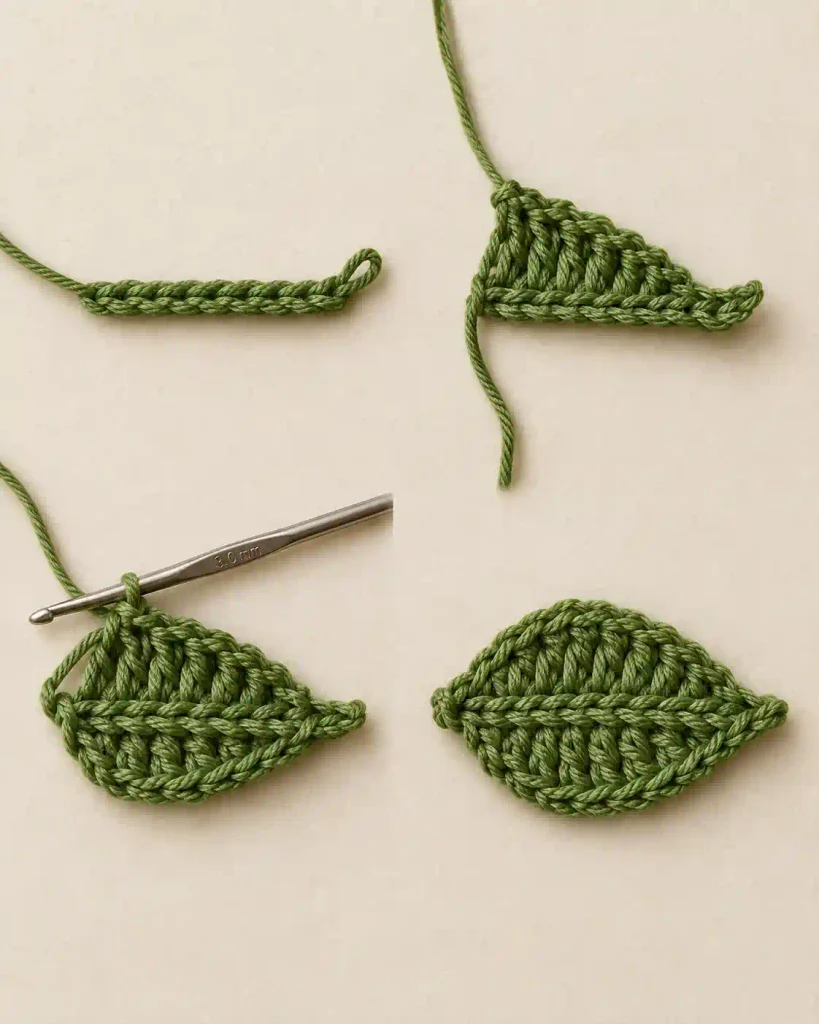 How to Crochet the Leaf and Hanging Loop