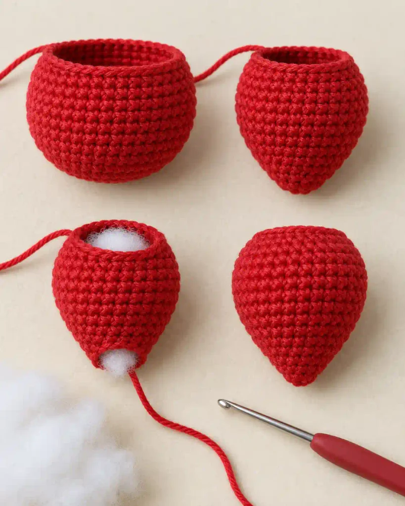 crochet-strawberry-shaping