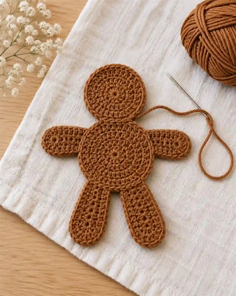 Crochet Gingerbread Man Pattern: Step-by-Step Tutorial Attach the Heads and Border Both Silhouettes