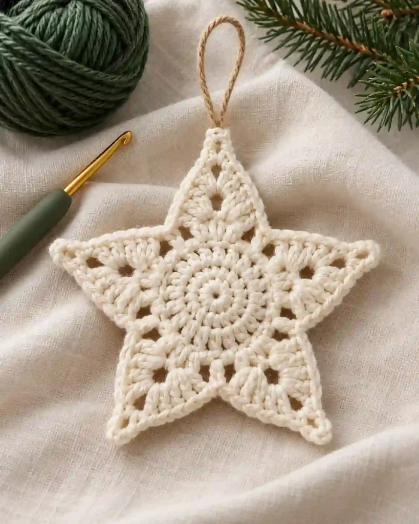 Crochet Christmas Star Ornament Pattern – Easy Free Tutorial
