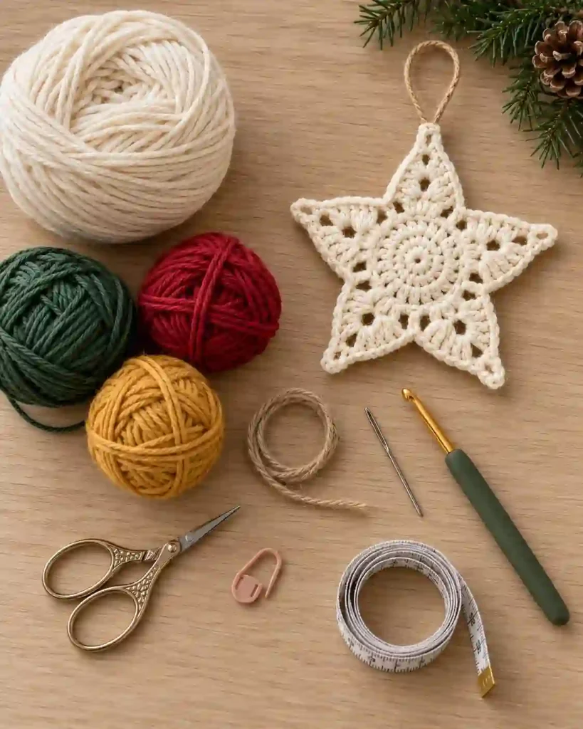 Crochet Christmas Star Ornament Pattern: Materials and Yarn Quantities