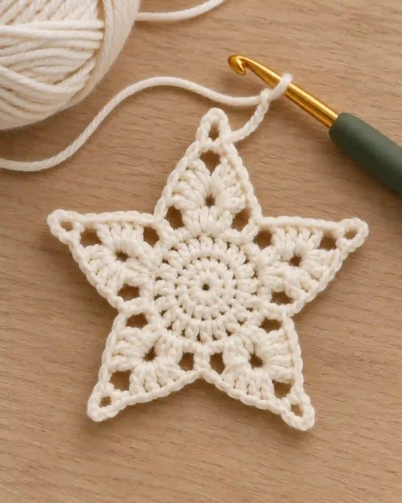 Step-by-Step Crochet Christmas Star Ornament Tutorial 2