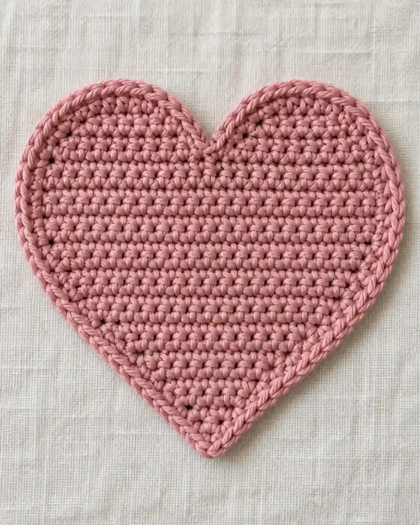 Crochet Heart Coaster Pattern single crochet border