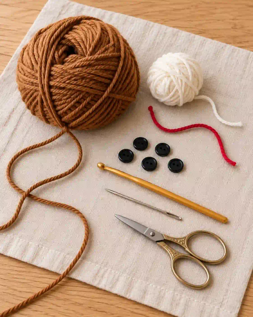 Crochet Gingerbread Man Pattern Materials and yarn quantities