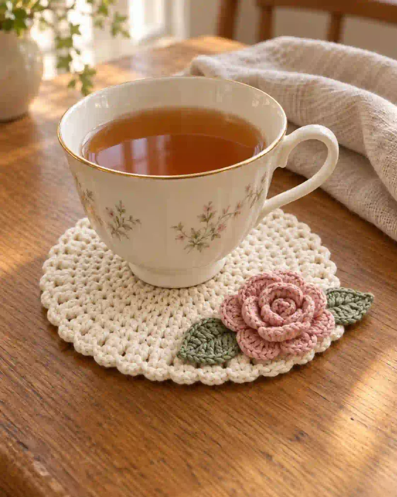 Crochet Rose Coaster Pattern Assembly
