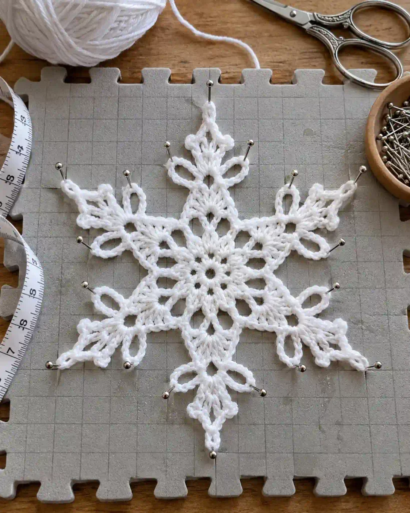 Crochet Snowflake Ornament Pattern Finishing and Care