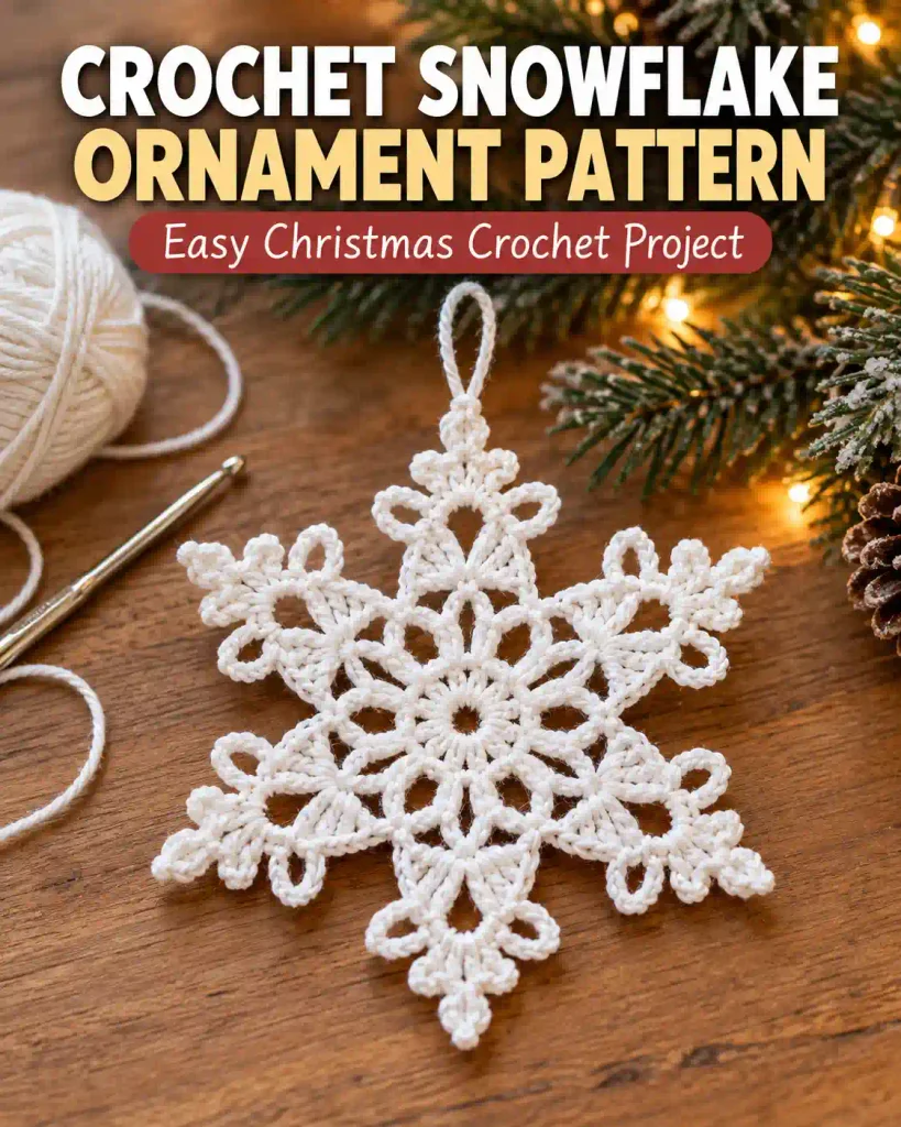 Crochet Snowflake Ornament Pattern at a Glance