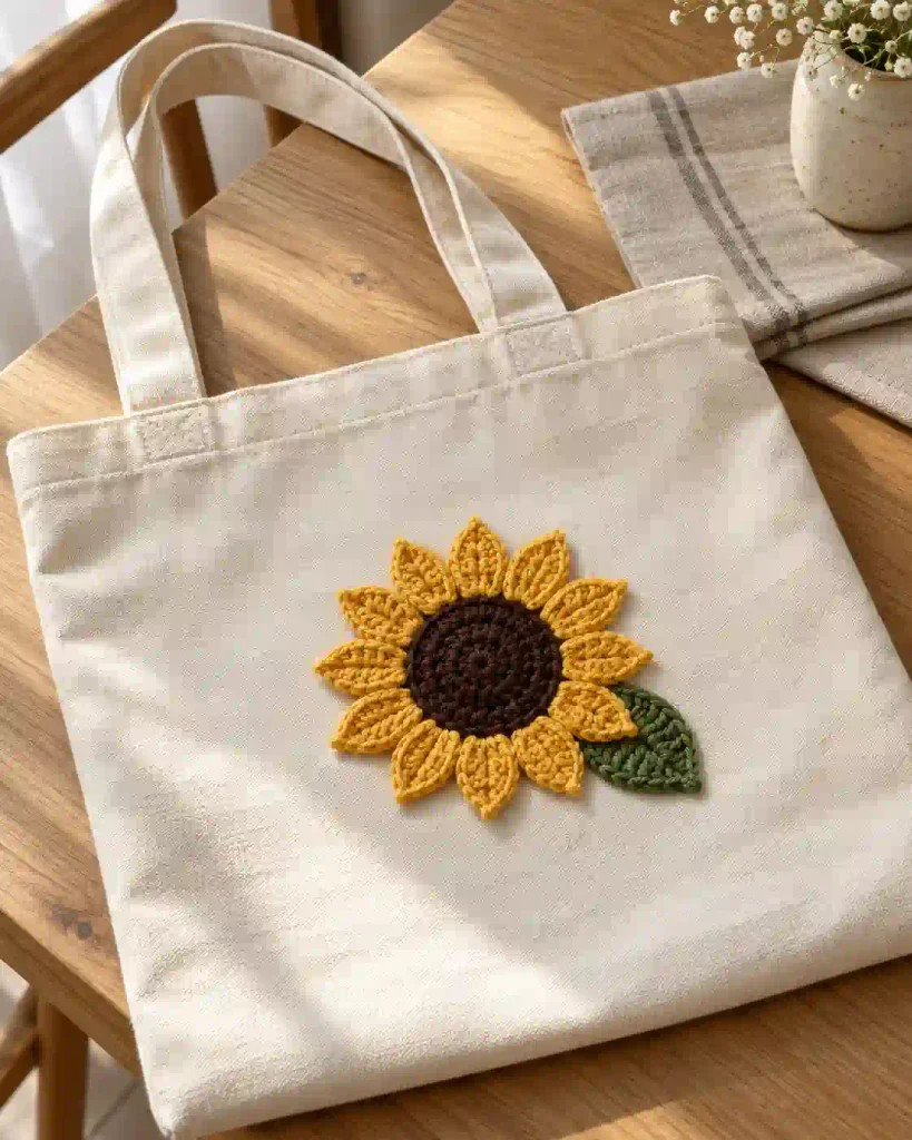 Crochet Sunflower Applique Pattern Finishing and Care