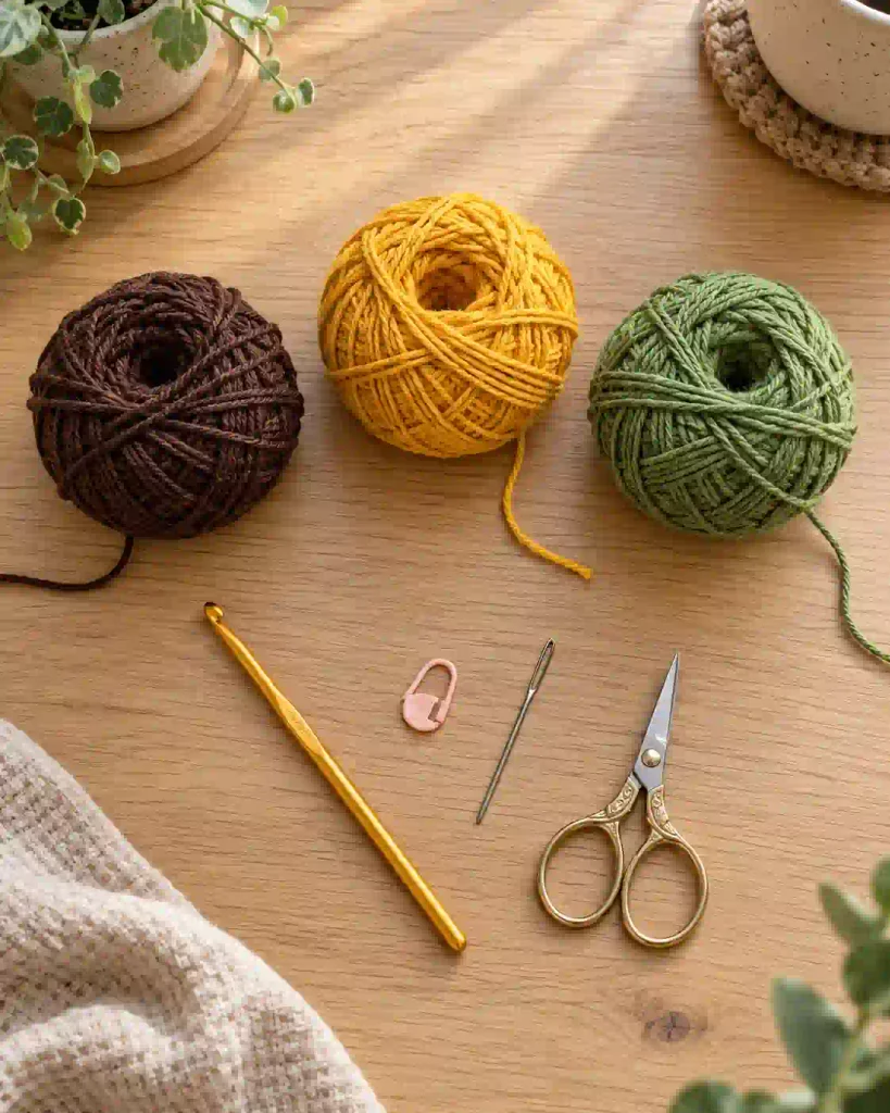 Crochet Sunflower Applique Pattern Materials and Yarn Quantities